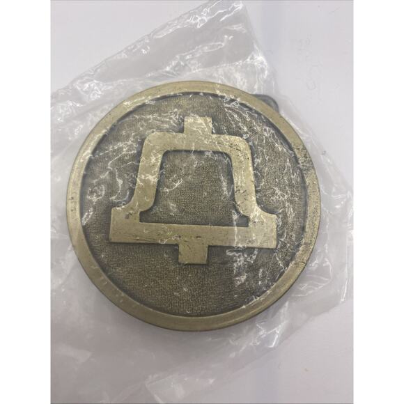 Vintage 1970s Bell Atlantic Solid Brass Belt Buckle Bell System NJ Bell NOS - Picture 1 of 4